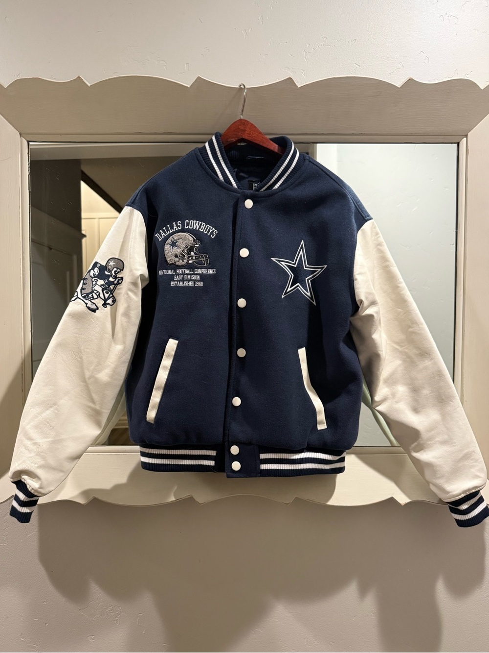 NFL Navy and White Dallas Cowboys Varsity Jacket
